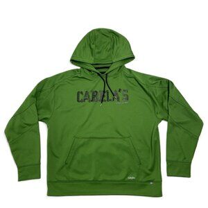Cabelas Hoodie Sweatshirt Men XL Bright Green Kangaroo Pouch Thumbholes Pullover